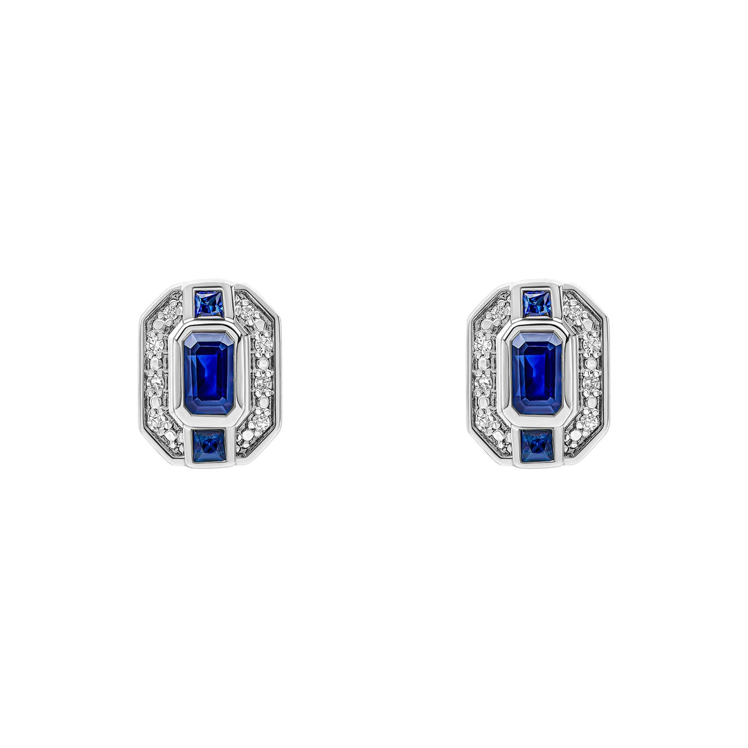 9ct Gold Rhodium Plated Sapphire Earrings GE2474LElements GoldGE2474L