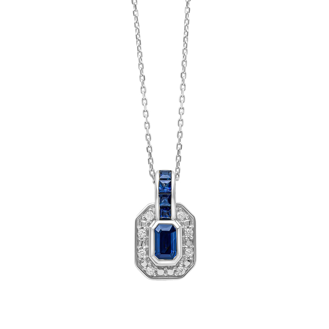 9ct Gold Rhodium Plated Sapphire Necklace GN403LElements GoldGN403L