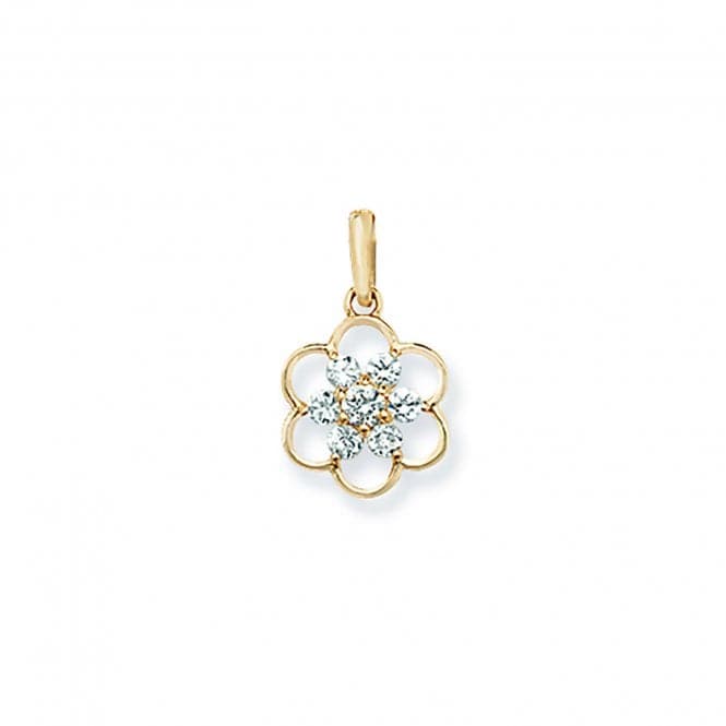 9ct Gold Round Zirconia Flower Style Pendant PN1250Acotis Gold JewelleryPN1250