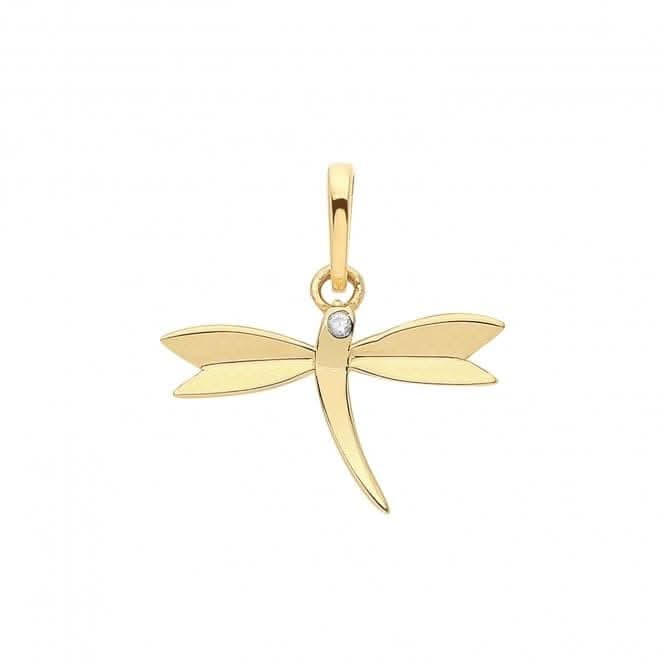 9ct Gold Single Zirconia Set Dragonfly Pendant PN1269