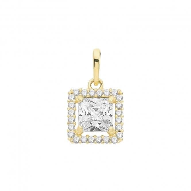 9ct Gold Square Zirconia Halo Style Pendant PN1245Acotis Gold JewelleryPN1245
