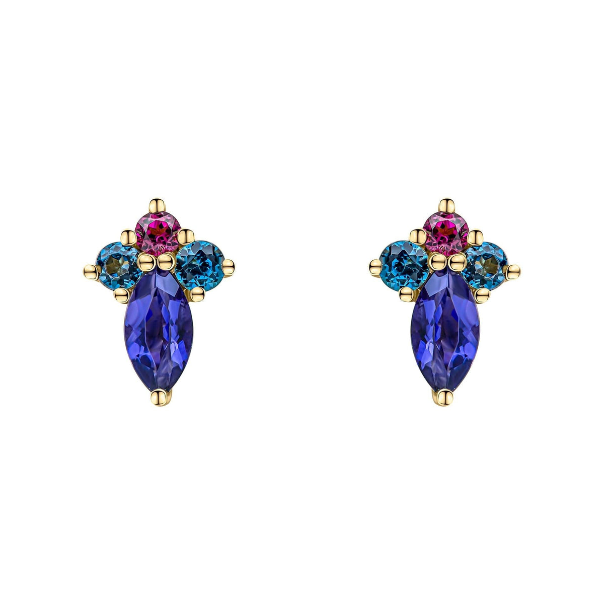9ct Gold Topaz Rhodolite Earrings GE2483Elements GoldGE2483