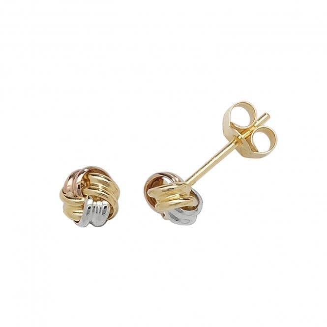 9ct Gold Tricolour Knot Studs ES360Acotis Gold JewelleryES360