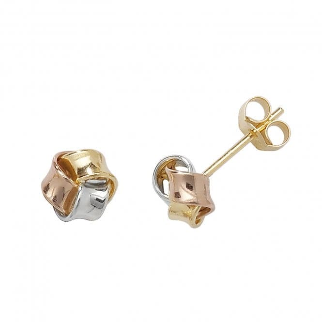 9ct Gold Tricolour Knot Studs ES361Acotis Gold JewelleryES361