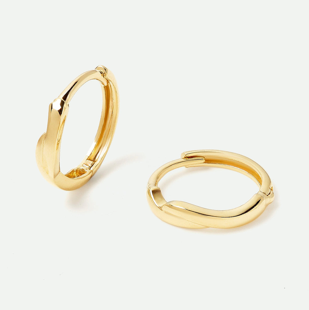 9ct Gold Wave Huggie Hoop EarringsCreated BrillianceBA0074497