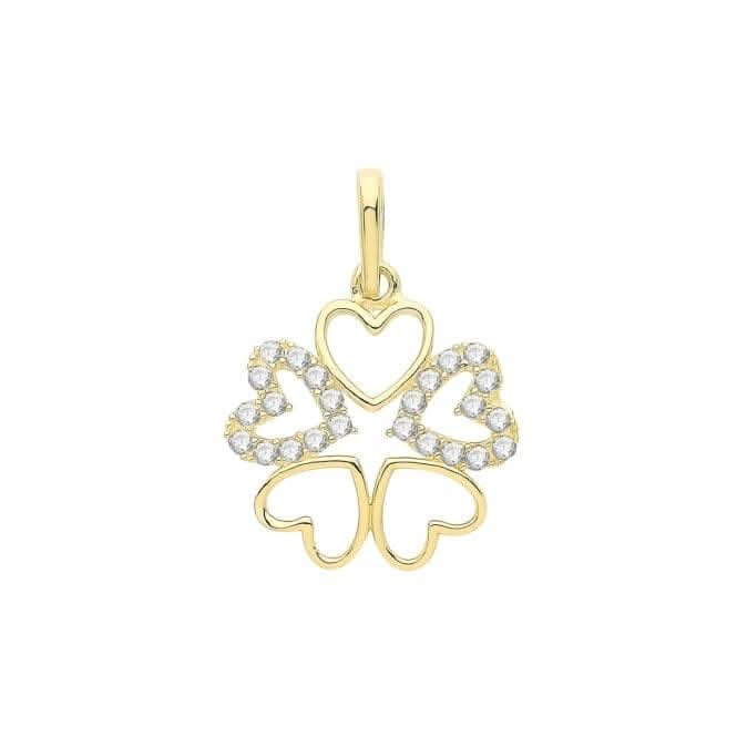 9ct Gold Zirconia And Plain Hearts Pendant PN1251Acotis Gold JewelleryPN1251