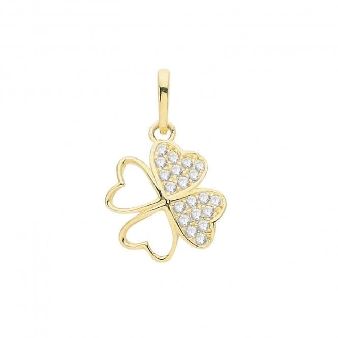 9ct Gold Zirconia Heart Shape Clover Pendant PN1277Acotis Gold JewelleryPN1277