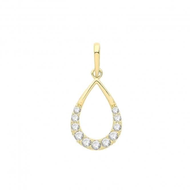 9ct Gold Zirconia Open Pear Shape Pendant PN1264Acotis Gold JewelleryPN1264