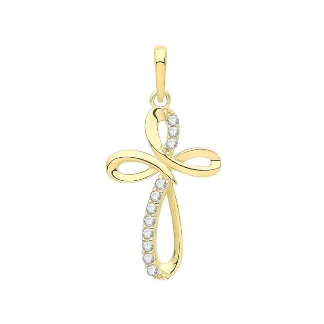 9ct Gold Zirconia Rounded Cross Pendant PN1267Acotis Gold JewelleryPN1267