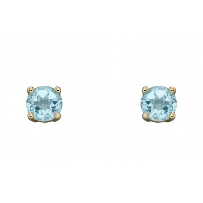 9ct March Aquamarine 4mm Stud Earrings GE2328Elements GoldGE2328