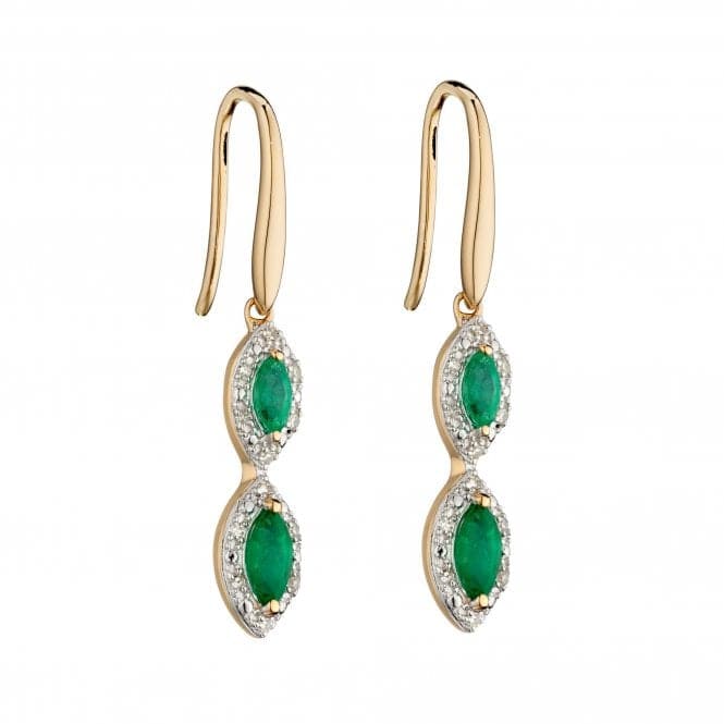 9ct Recolour Marquise 3 Drop Emerald Yellow Gold Earrings GE2343GElements GoldGE2343G