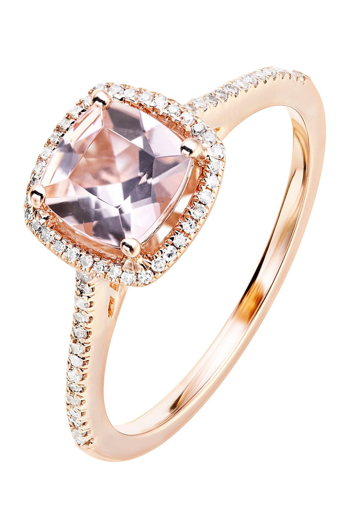 9ct Rose Gold Morganite and 0.12ct Diamond RingThe Fine CollectiveBA0062594 - P