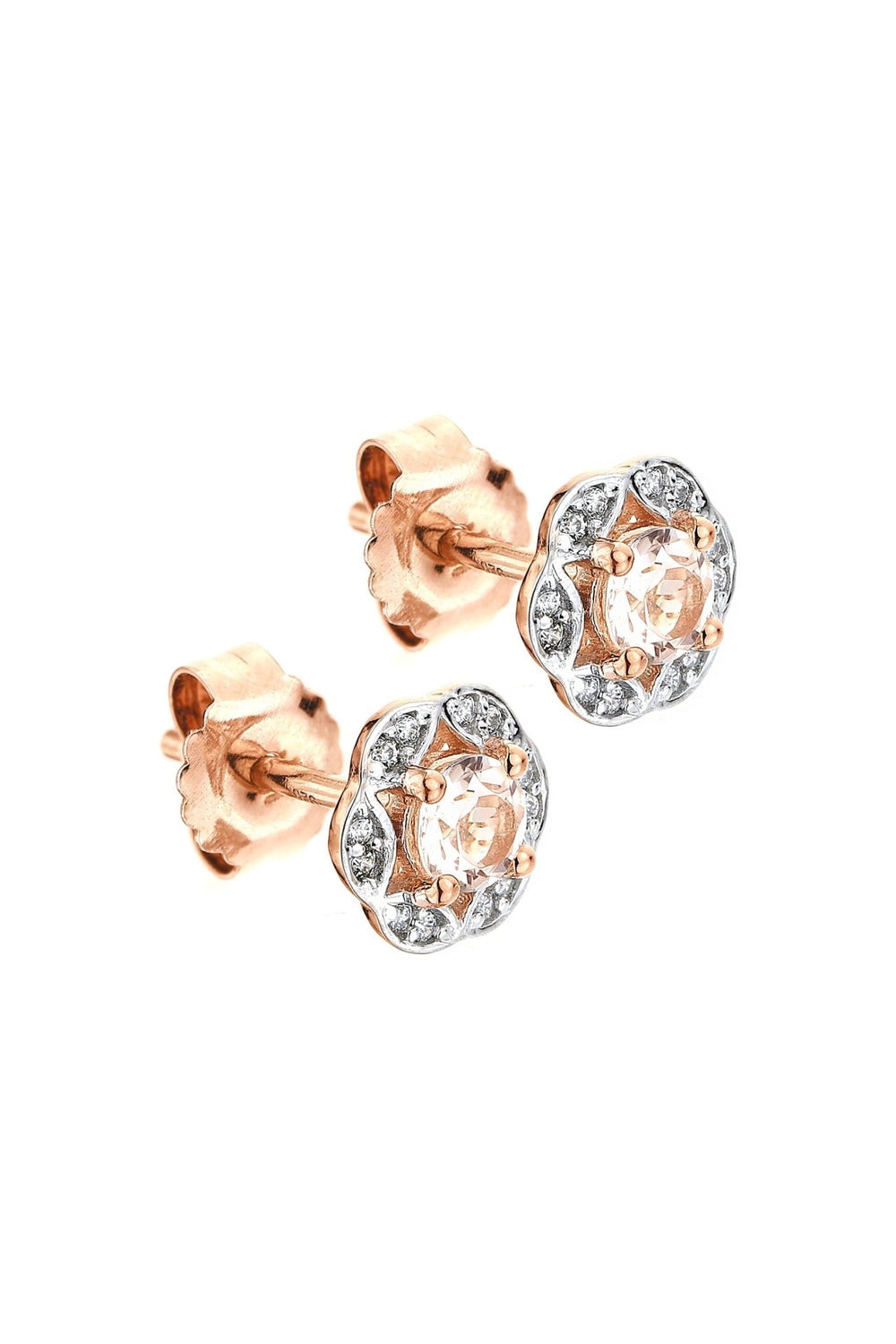 9ct Rose Gold Morganite and Diamond Stud EarringsThe Fine CollectiveBA0063745