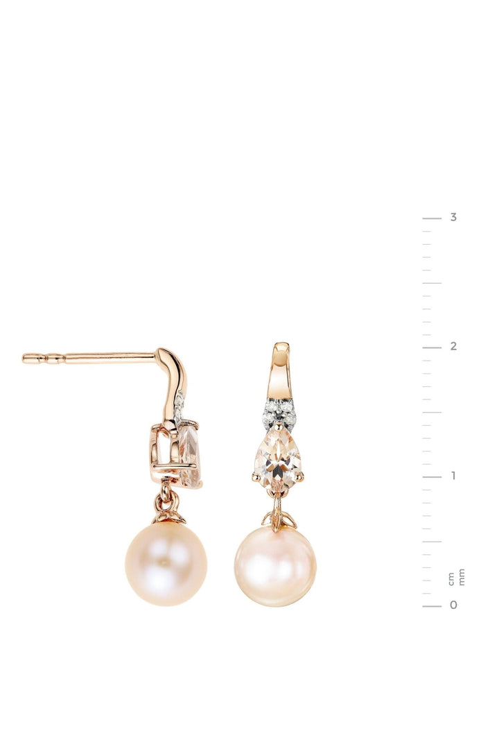 9ct Rose Gold Pink Cultured Freshwater Pearl, Morganite and Diamond EarringsThe Fine CollectiveBA0062597