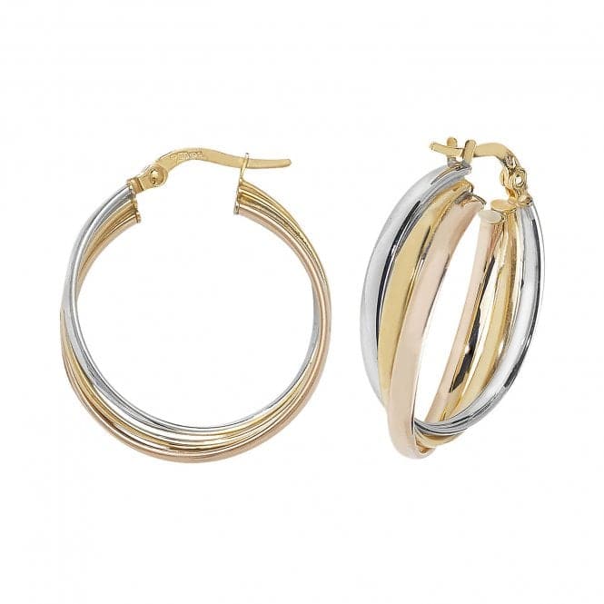 9ct Tri Col Gold 20mm Hoop Earrings ER1000Acotis Gold JewelleryER1000 - 20