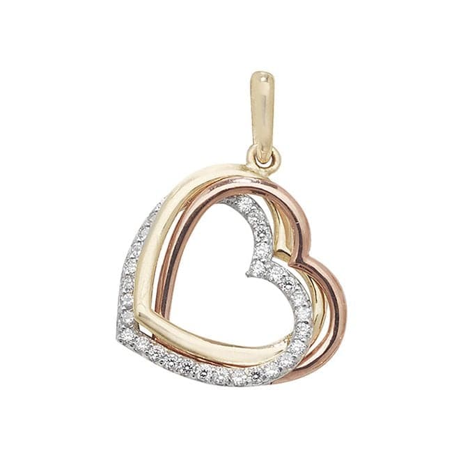 9ct Tri Col Gold Heart Zirconia Pendant PN1008Acotis Gold JewelleryPN1008