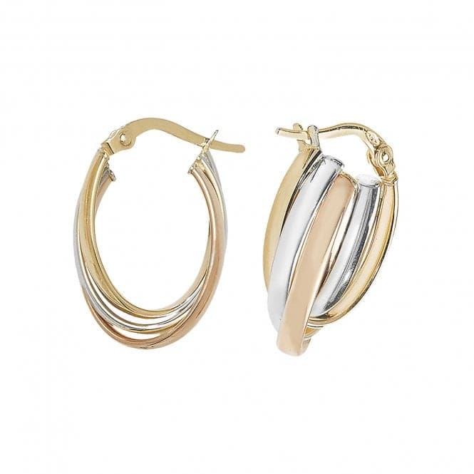 9ct Tri Col Gold Oval Hoop Earrings ER1001Acotis Gold JewelleryER1001