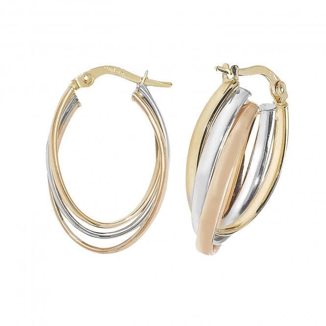 9ct Tri Col Gold Oval Hoop Earrings ER1002Acotis Gold JewelleryER1002