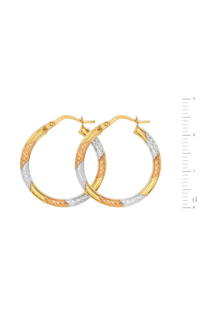 9ct Tri colour Gold Diamond Cut 24mm Hoop Creole EarringsThe Fine CollectiveBA0043535