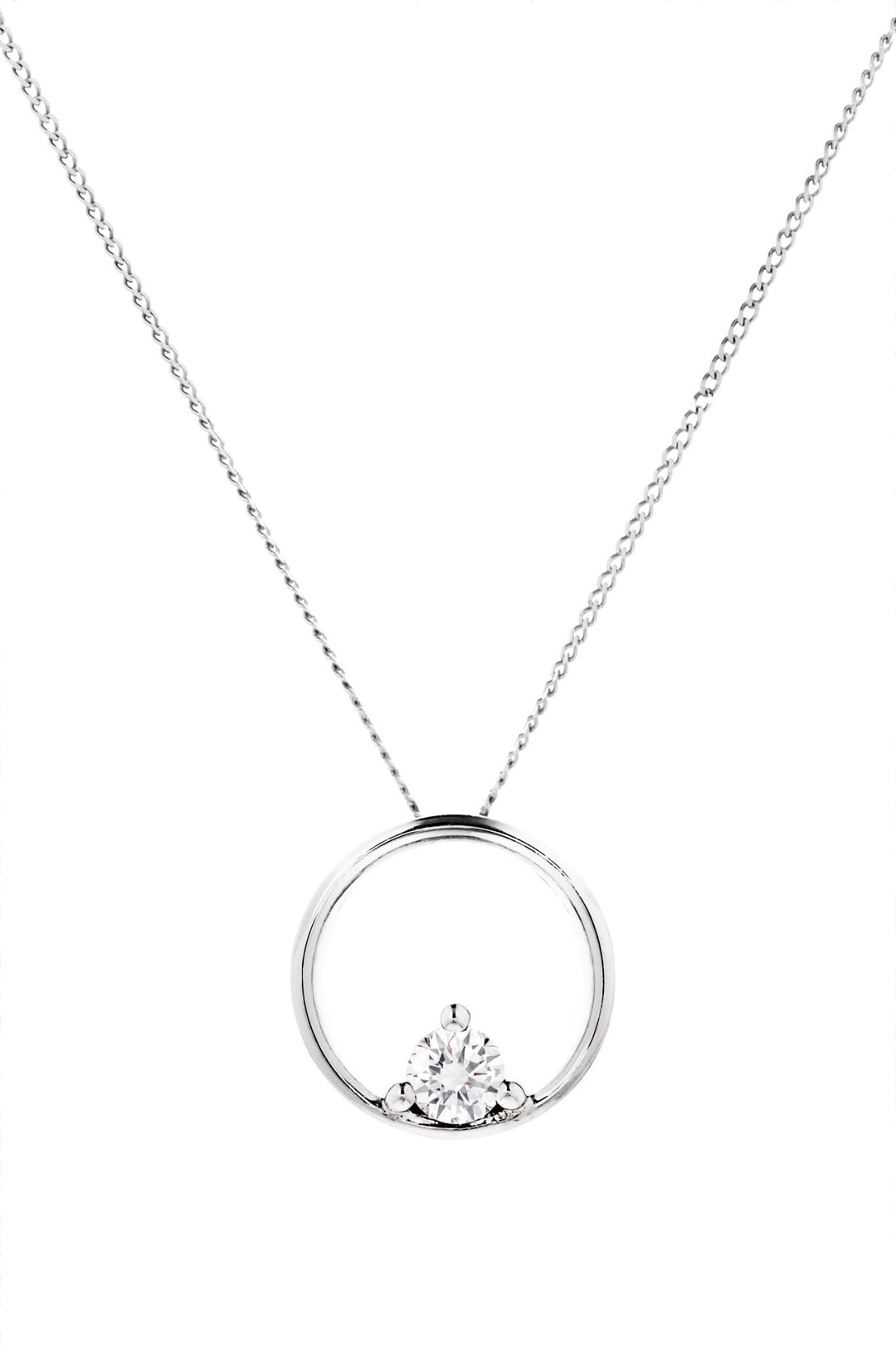 9ct White Gold 0.10ct Diamond Circle Pendant NecklaceThe Fine CollectiveBA0013206