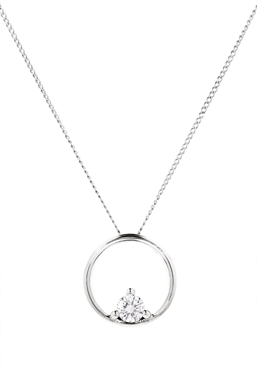 9ct White Gold 0.10ct Diamond Circle Pendant NecklaceThe Fine CollectiveBA0013206