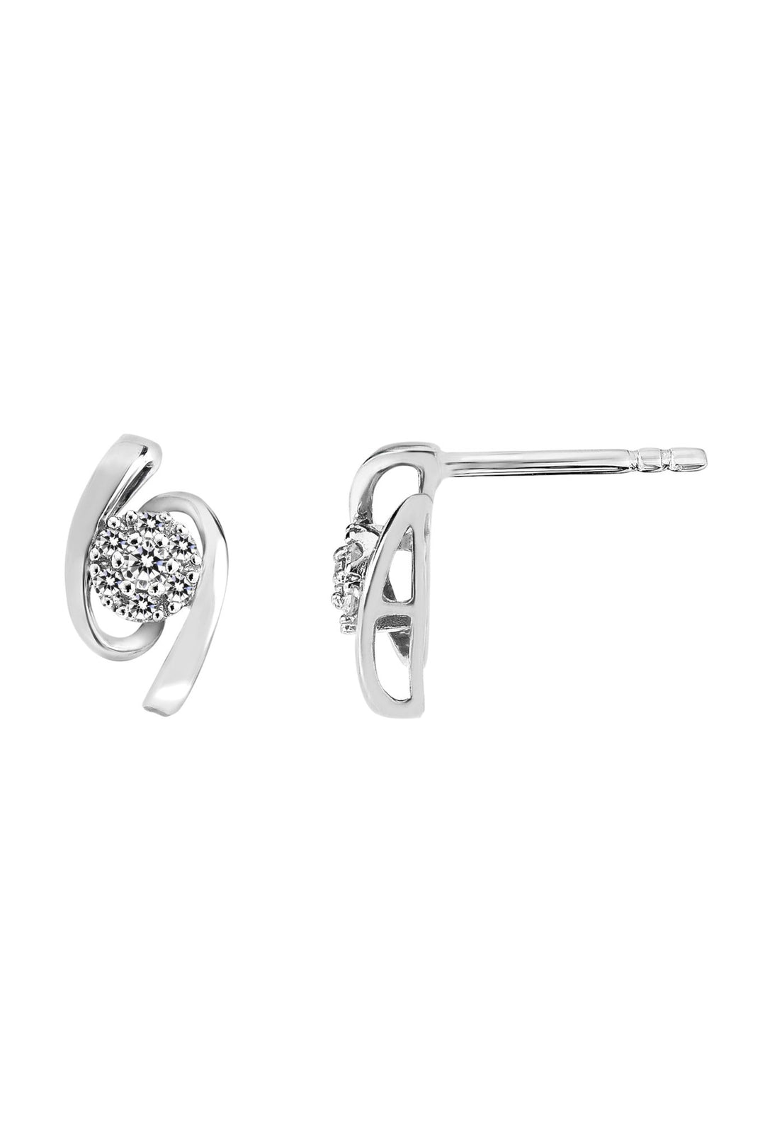 9ct White Gold 0.10ct Diamond Swirl Stud EarringsThe Fine CollectiveBA0044205