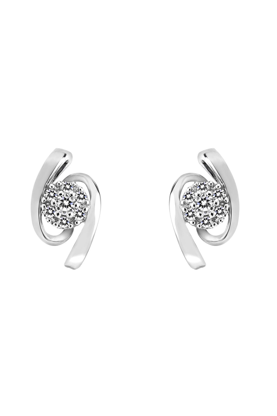 9ct White Gold 0.10ct Diamond Swirl Stud EarringsThe Fine CollectiveBA0044205