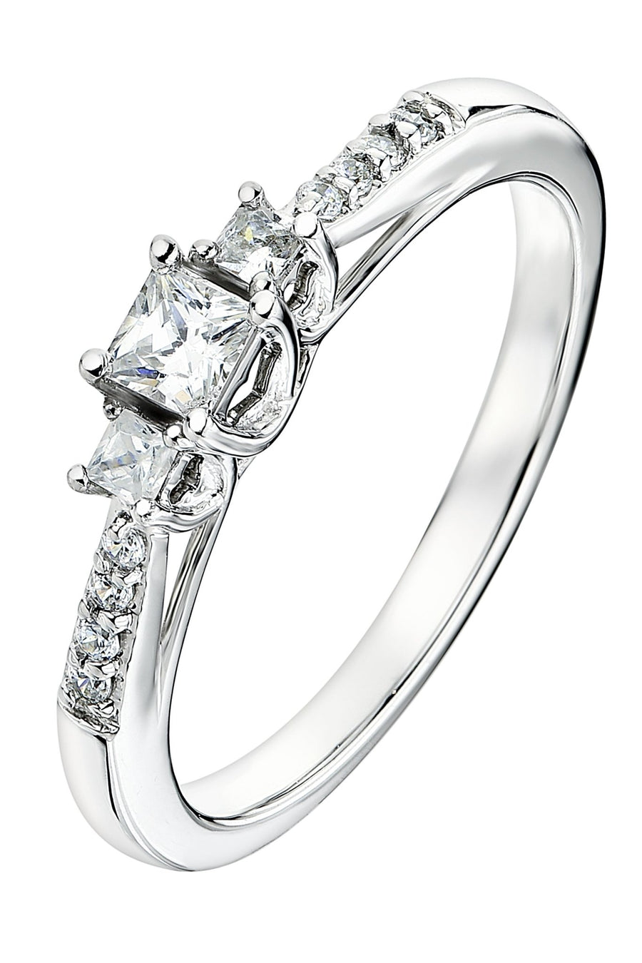 9ct White Gold 0.23ct Three Stone Princess Cut Diamond RingThe Fine CollectiveBA0060240 - N