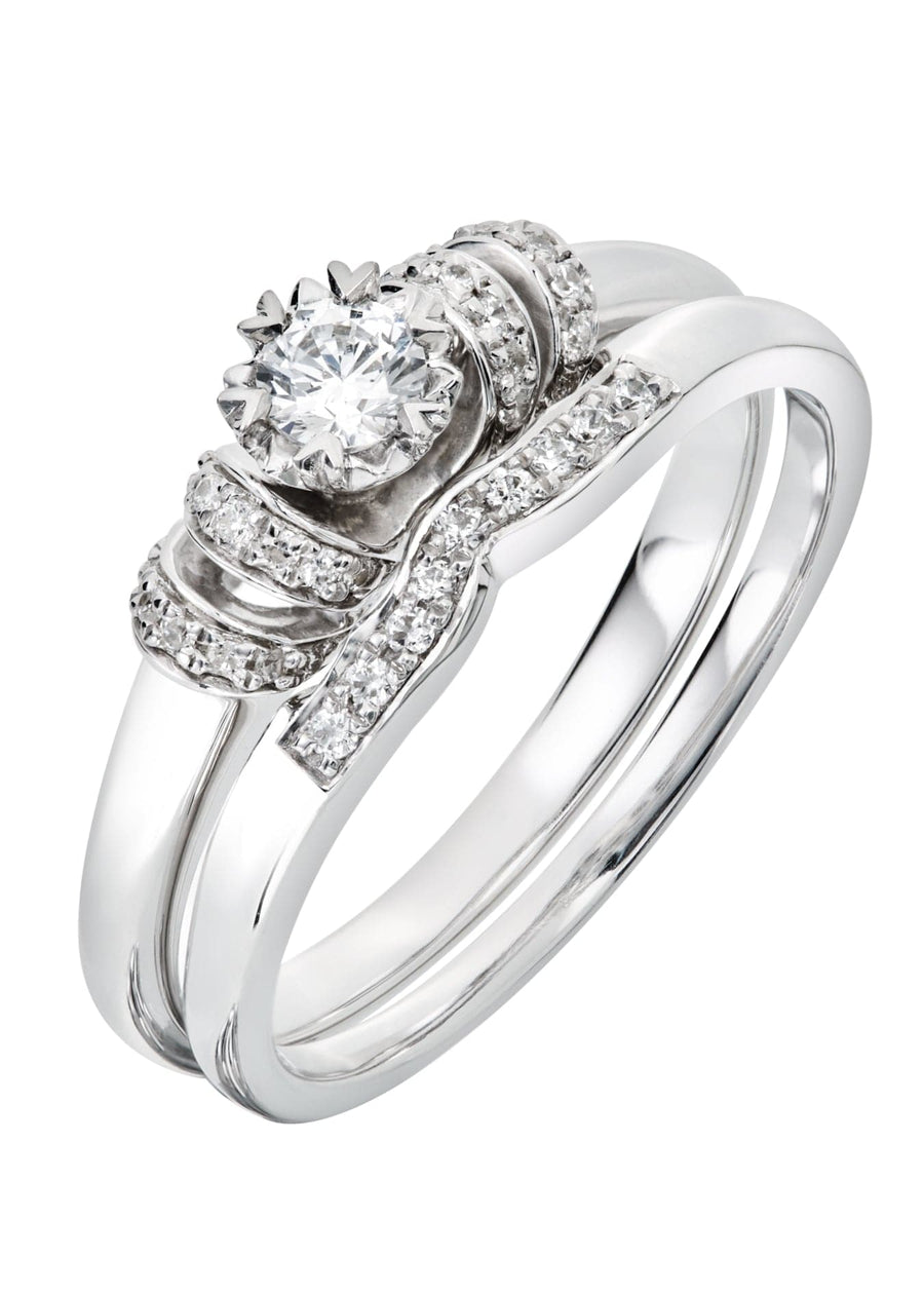 9ct White Gold 0.29ct Diamond Bridal Set RingThe Fine CollectiveBA0059284 - L