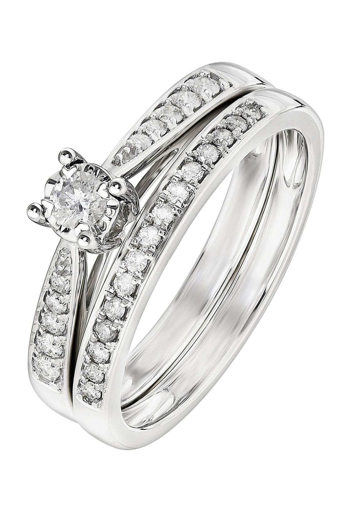 9ct White Gold 0.30ct Diamond Bridal Set RingThe Fine CollectiveBA0063766 - L