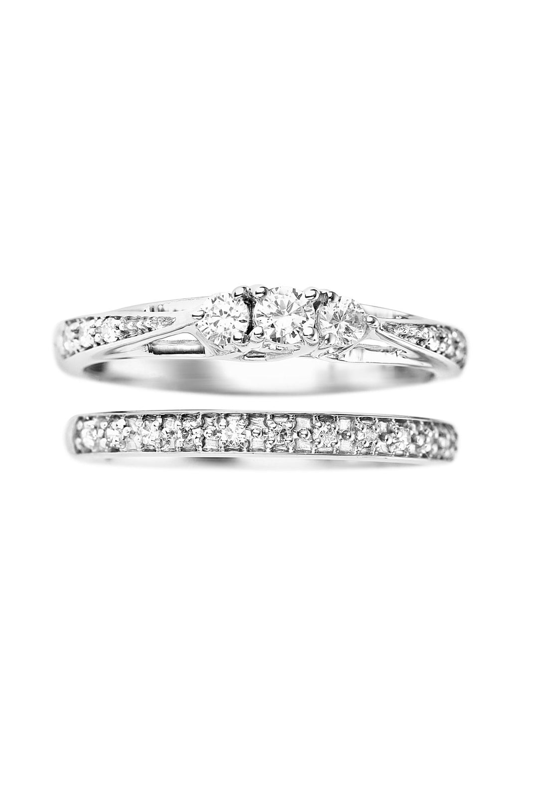 9ct White Gold 0.30ct Diamond Three Stone Bridal Set RingThe Fine CollectiveBA0062714 - P