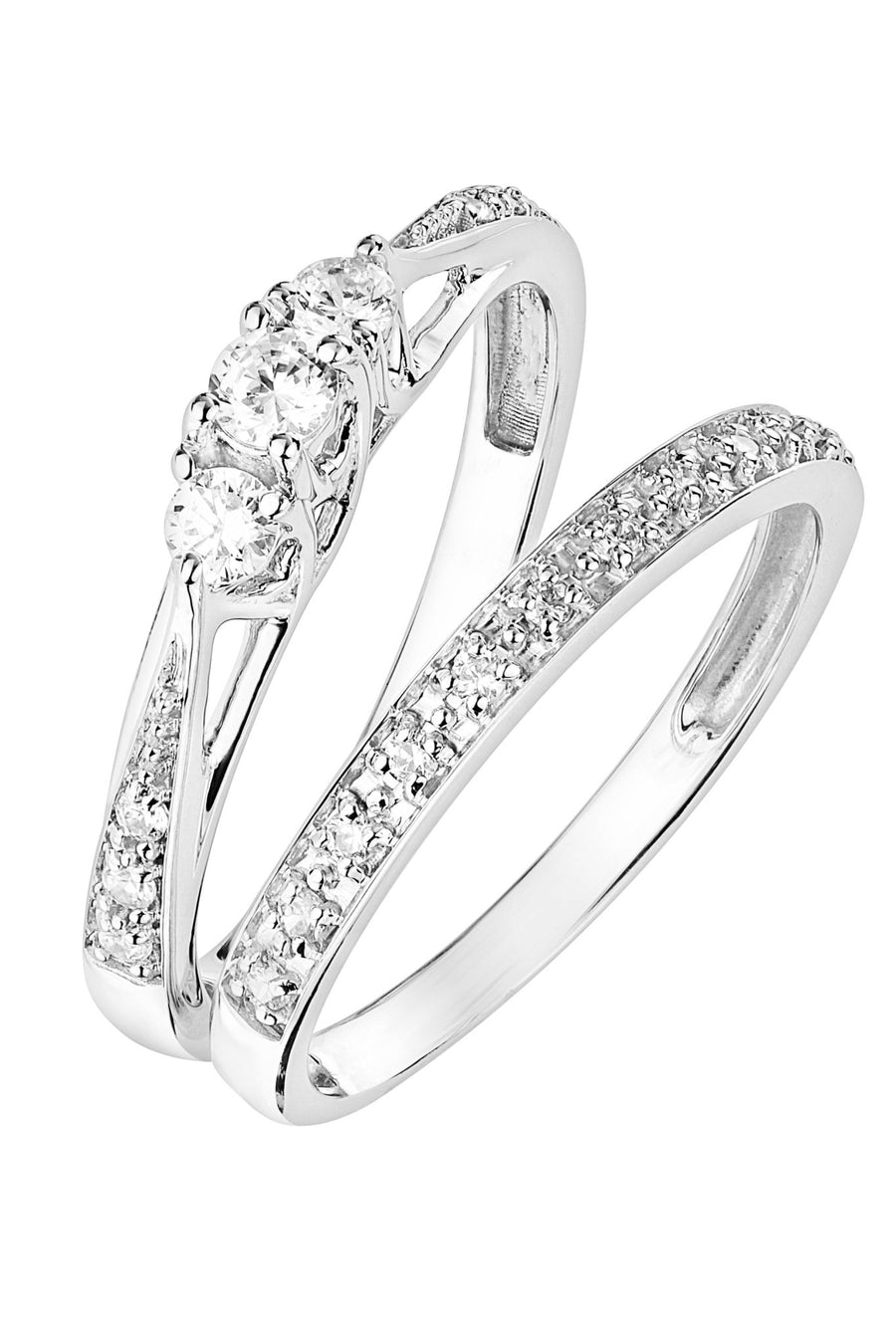 9ct White Gold 0.30ct Diamond Three Stone Bridal Set RingThe Fine CollectiveBA0062714 - P