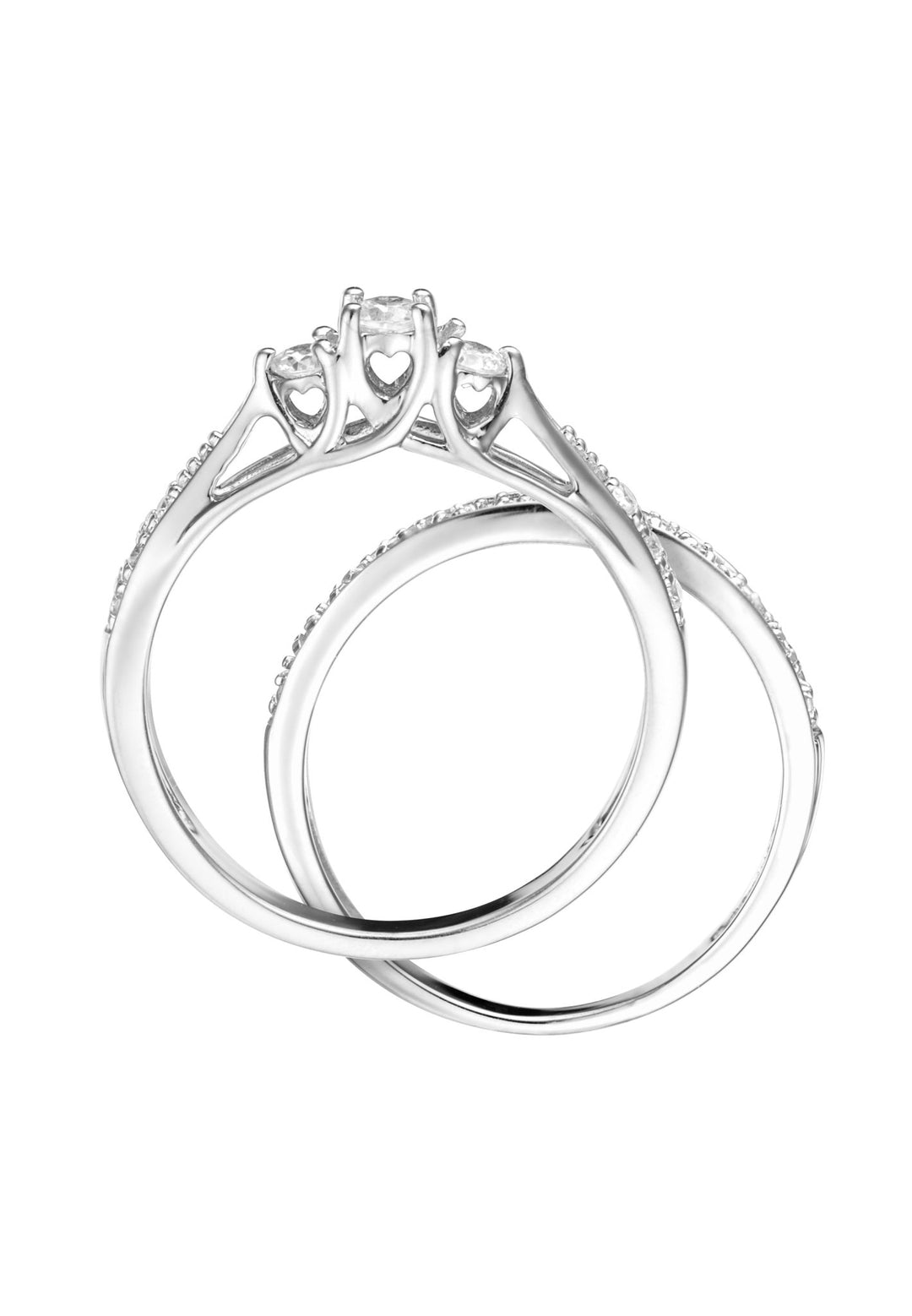 9ct White Gold 0.30ct Diamond Three Stone Bridal Set RingThe Fine CollectiveBA0062714 - P