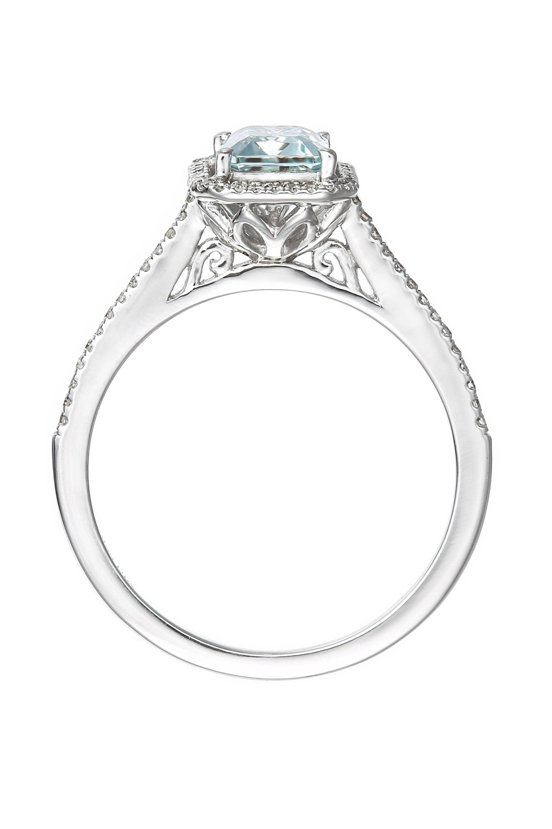 9ct White Gold Aquamarine and 0.12ct Diamond RingThe Fine CollectiveBA0071703 - L