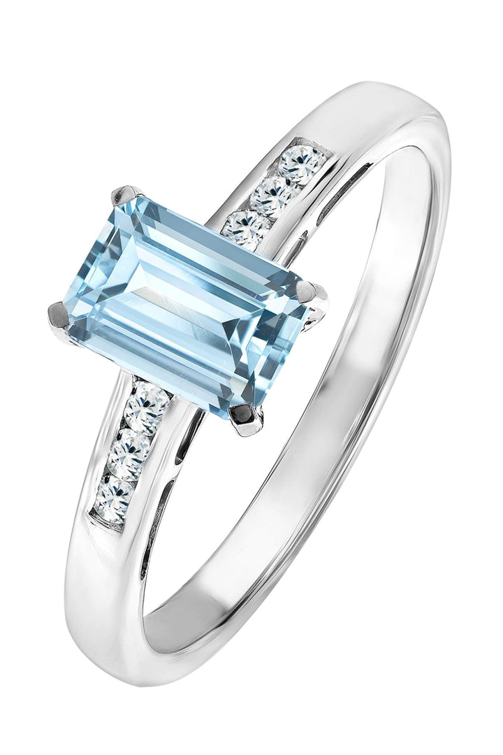 9ct White Gold Aquamarine and Diamond RingThe Fine CollectiveBA0072339 - L