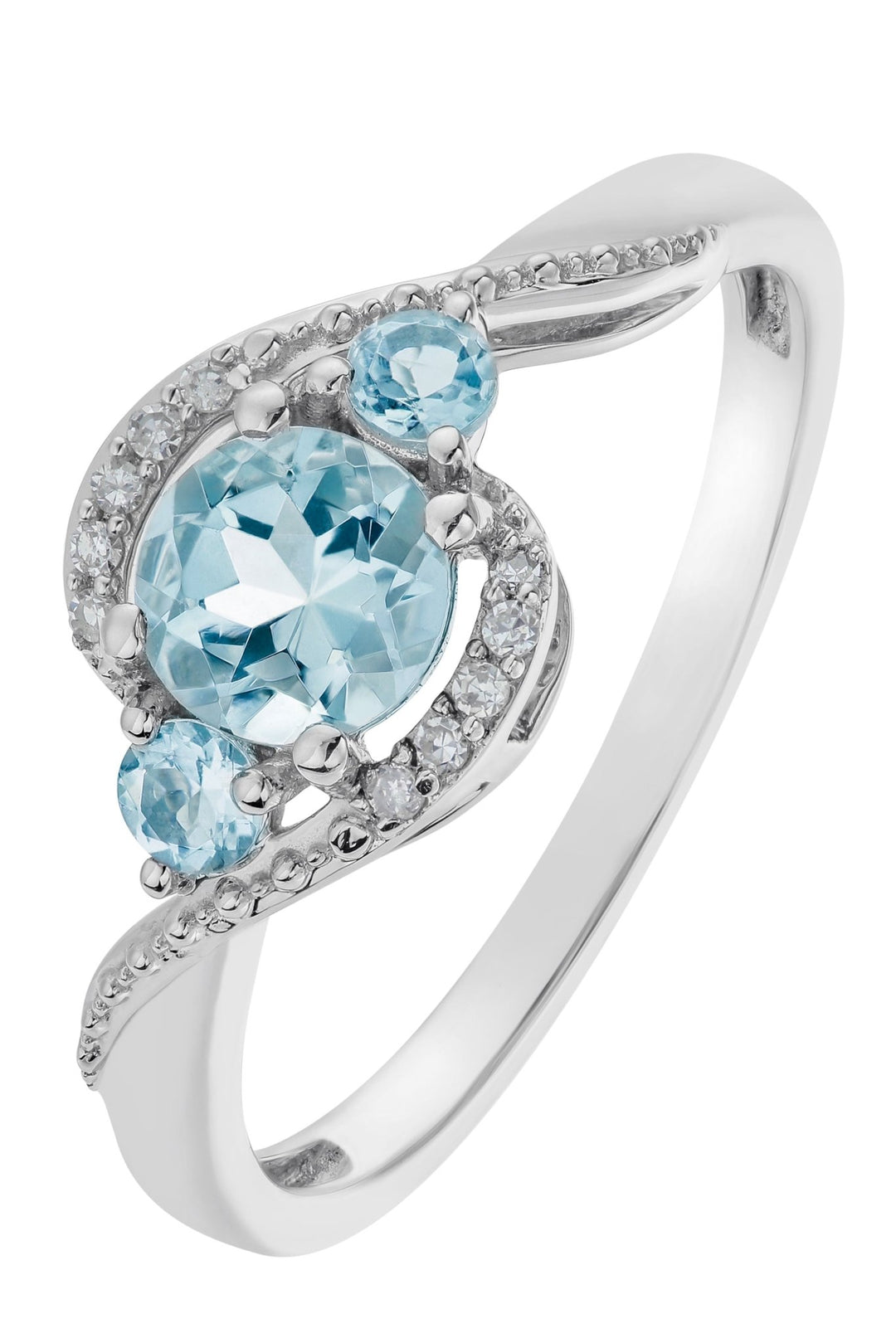 9ct White Gold Aquamarine and Diamond RingThe Fine CollectiveBA0043990 - O