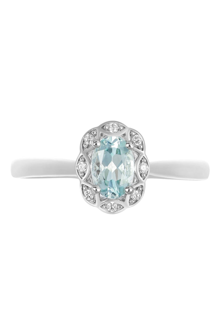 9ct White Gold Aquamarine and Diamond RingThe Fine CollectiveBA0071163 - L