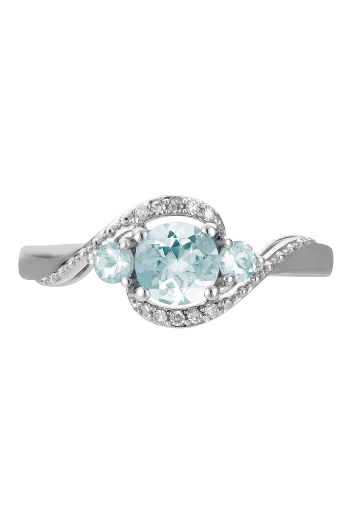 9ct White Gold Aquamarine and Diamond RingThe Fine CollectiveBA0043990 - O