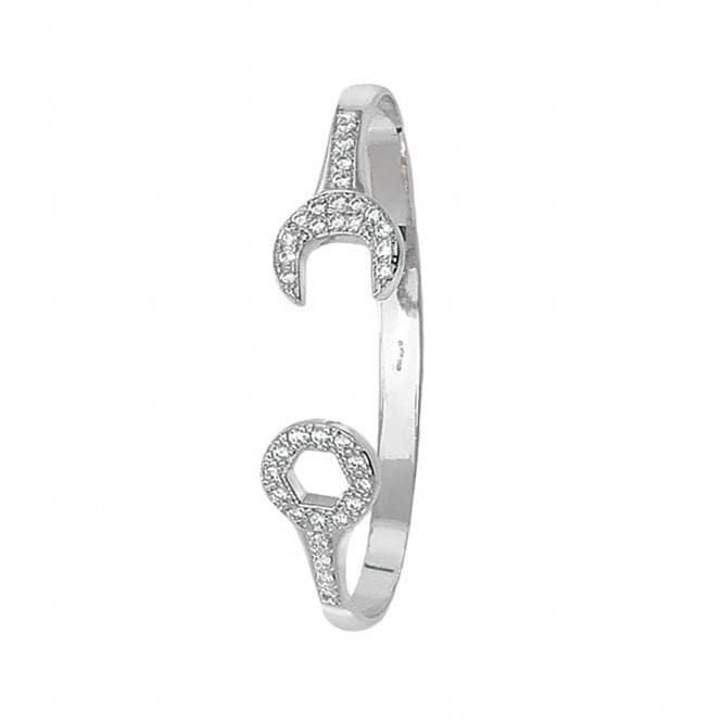 9ct White Gold Babies Spanner Zirconia Bangle BN343WAcotis Gold JewelleryBN343W