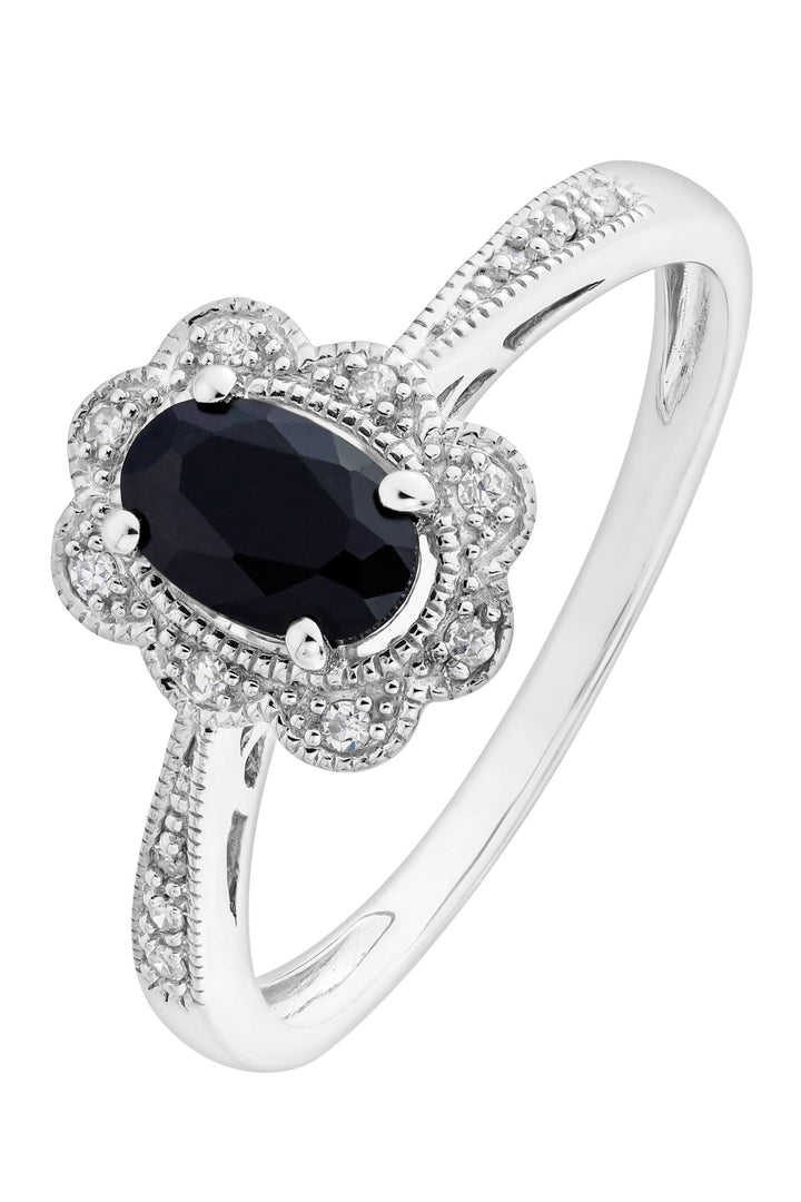 9ct White Gold Black Sapphire and Diamond RingThe Fine CollectiveBA0057841 - I