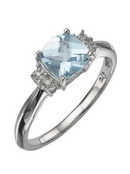 9ct White Gold Blue Topaz and Diamond RingThe Fine CollectiveBA0025602 - M