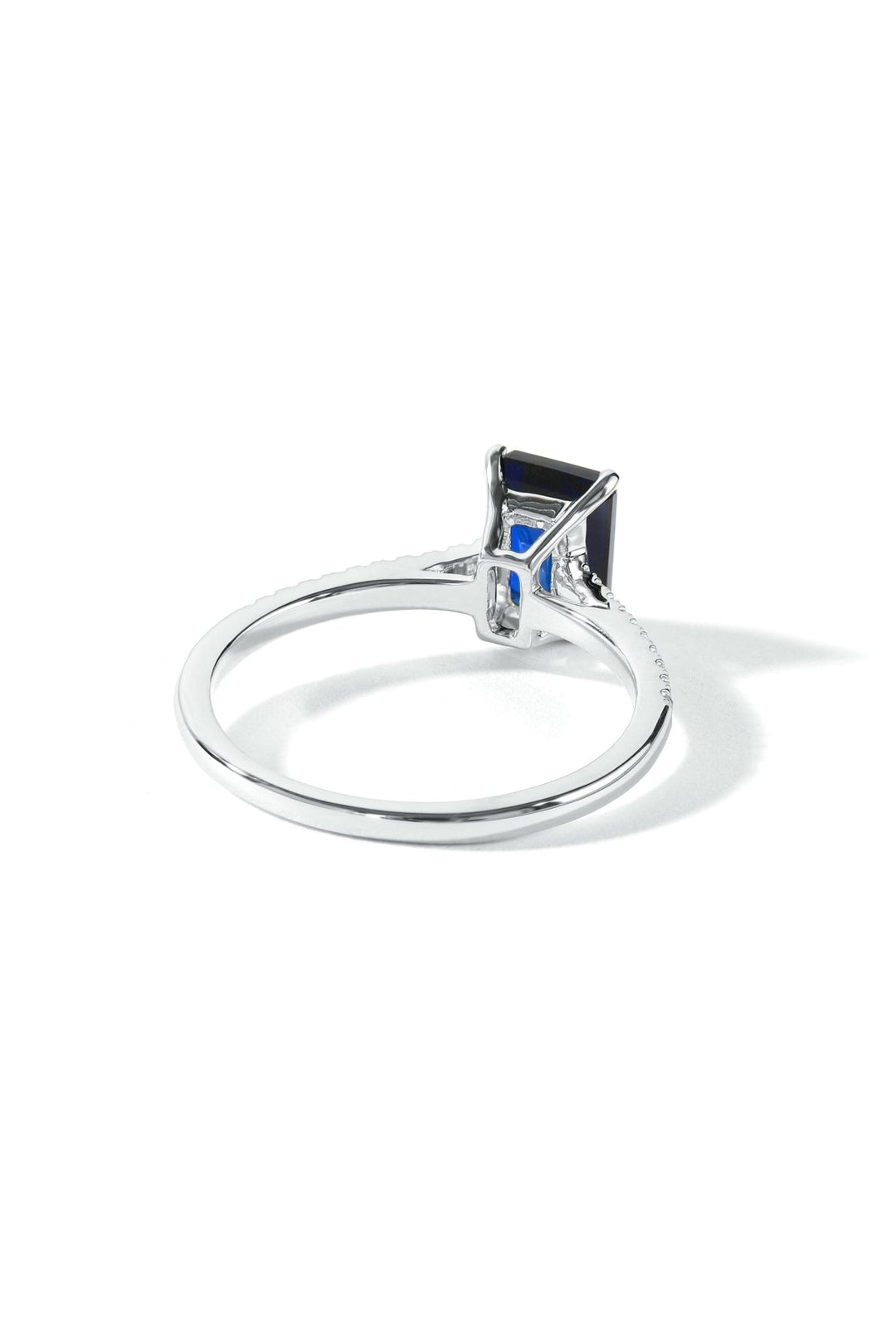 9ct White Gold Created Blue Sapphire and 0.10ct Diamond RingThe Fine CollectiveBA0073761 - L