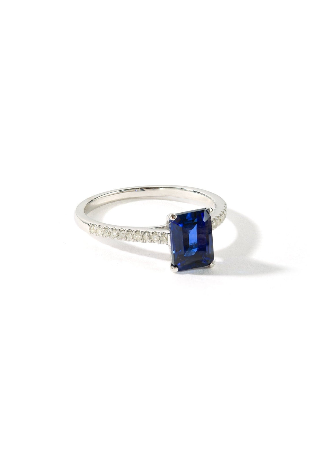 9ct White Gold Created Blue Sapphire and 0.10ct Diamond RingThe Fine CollectiveBA0073761 - L