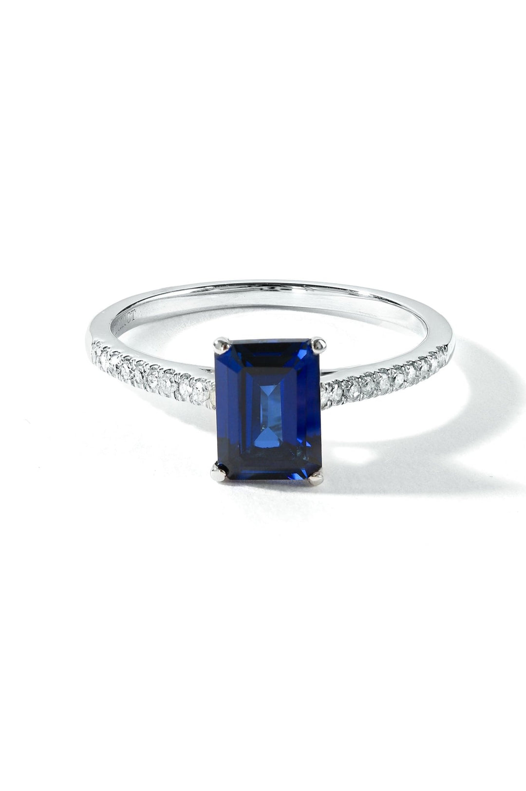 9ct White Gold Created Blue Sapphire and 0.10ct Diamond RingThe Fine CollectiveBA0073761 - L