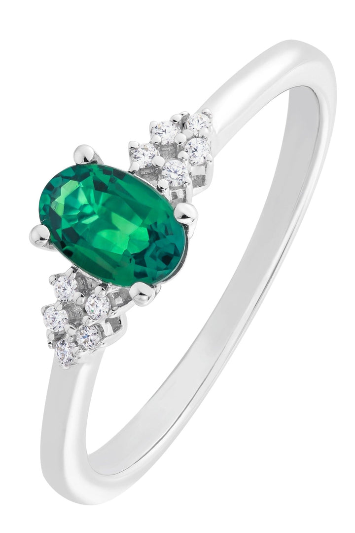 9ct White Gold Created Emerald and Diamond RingThe Fine CollectiveBA0071152 - R