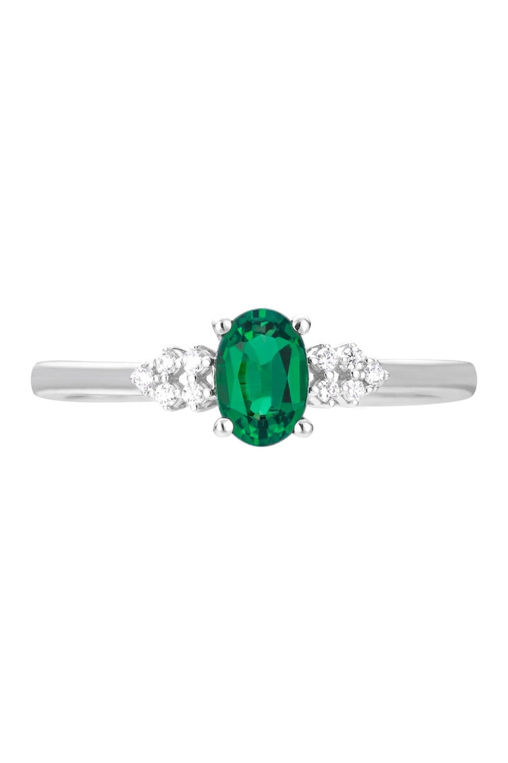 9ct White Gold Created Emerald and Diamond RingThe Fine CollectiveBA0071152 - R