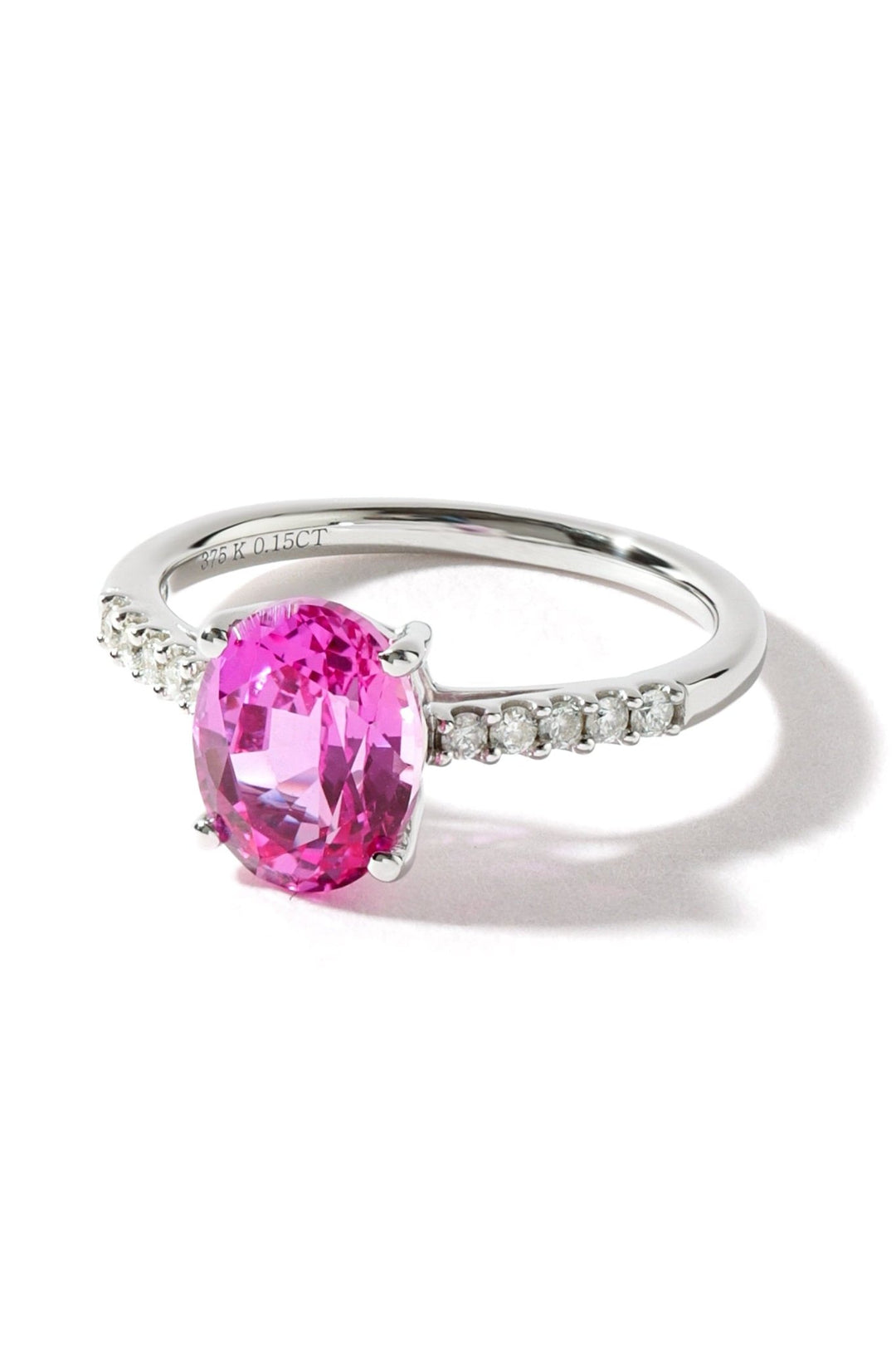 9ct White Gold Created Pink Sapphire and 0.14ct Diamond RingThe Fine CollectiveBA0070468 - Q