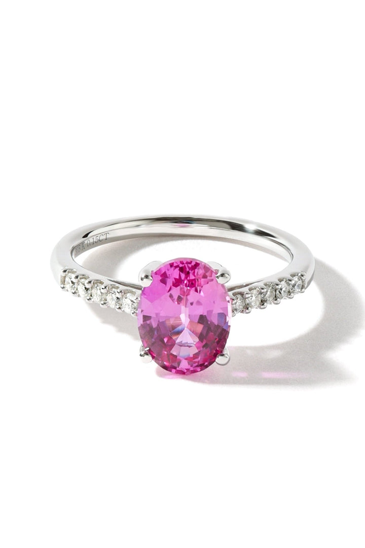 9ct White Gold Created Pink Sapphire and 0.14ct Diamond RingThe Fine CollectiveBA0070468 - Q