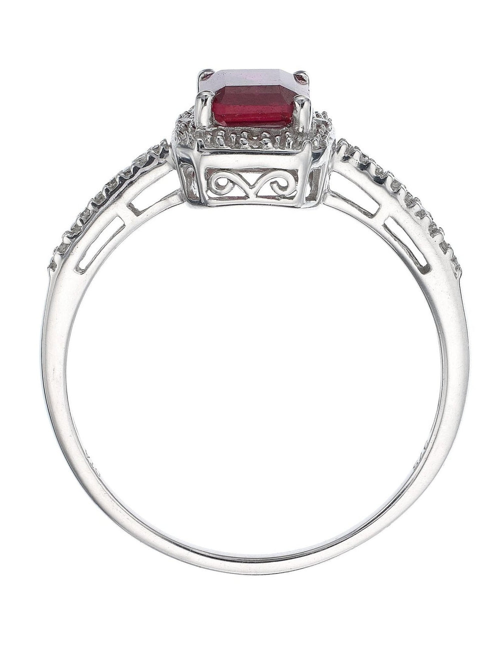 9ct White Gold Created Ruby and Diamond RingThe Fine CollectiveBA0016929 - K