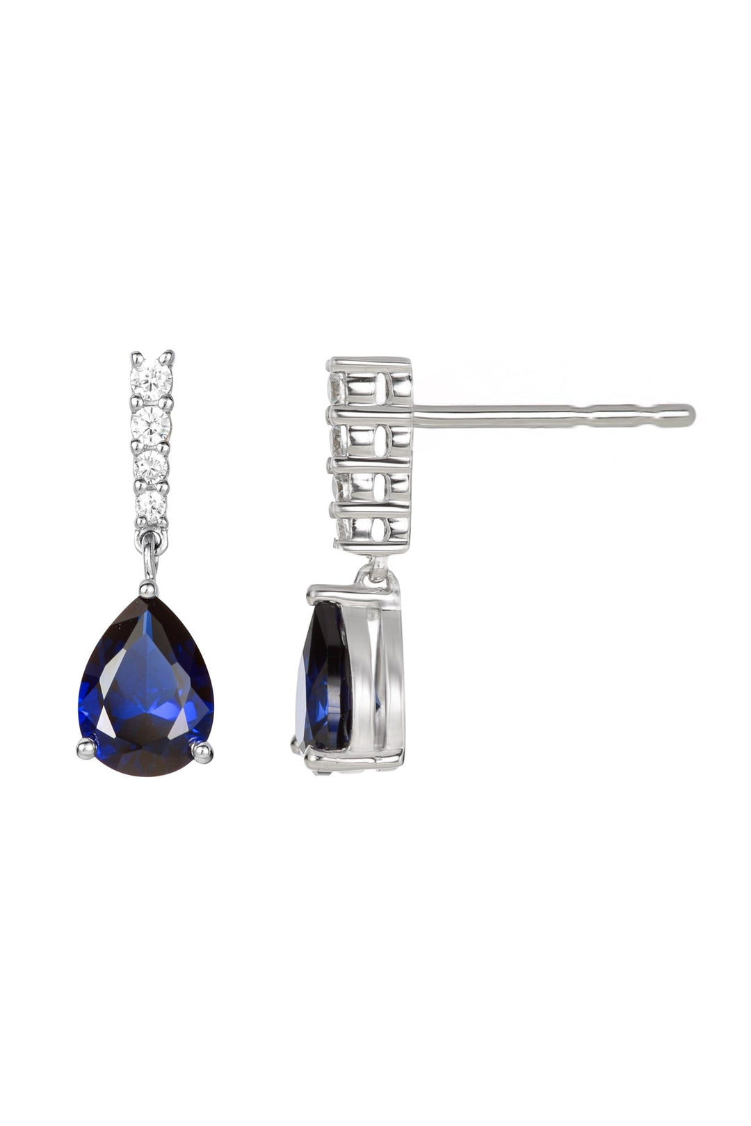 9ct White Gold Created Sapphire and 0.14ct Diamond Drop EarringsThe Fine CollectiveBA0071568